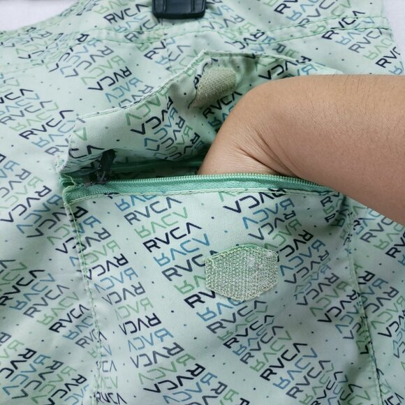 RVCA Artist Network Program Green Logo Pattern Beach Swim Trunks Size 38 - Picture 13 of 16